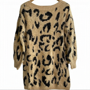 Lulus leopard print mohair boatneck tunic sweater